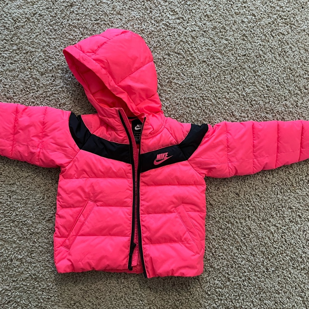 3T Nike puffer kids coat- neon pink